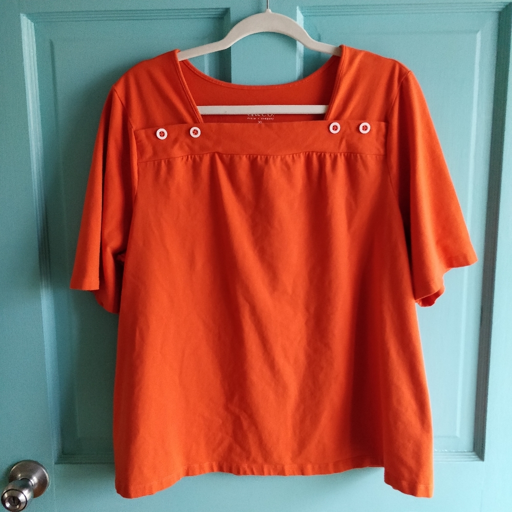 🔥B2G1 Orange Knit Boat Neck Top